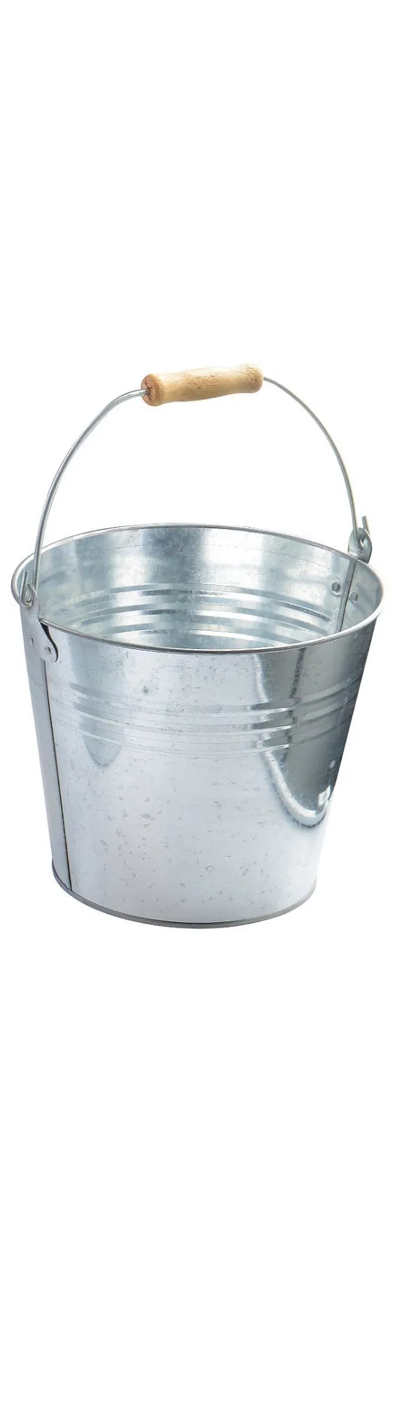 10 L Heavy Metalcraft Natural Galvanized Steel Pail with Handle, Silver, Round Bucket for Hotels, Hospitals