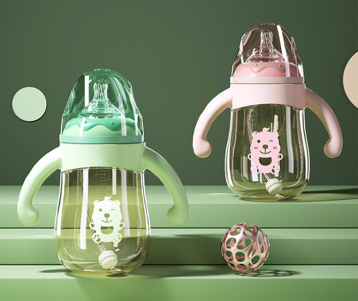 Feeding Bottle Wide-Caliber Baby Anti-Colic and Fall Resistance Newborn Baby Drinking Water Straw Feeding Bottle Silicone