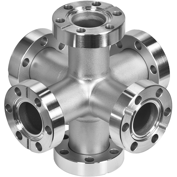 SS304/SS316L High Vacuum Pipe-Fittings CF16-CF100 Equal 6-Way Cross Rotatable/Fixed Flanges Thru Holes