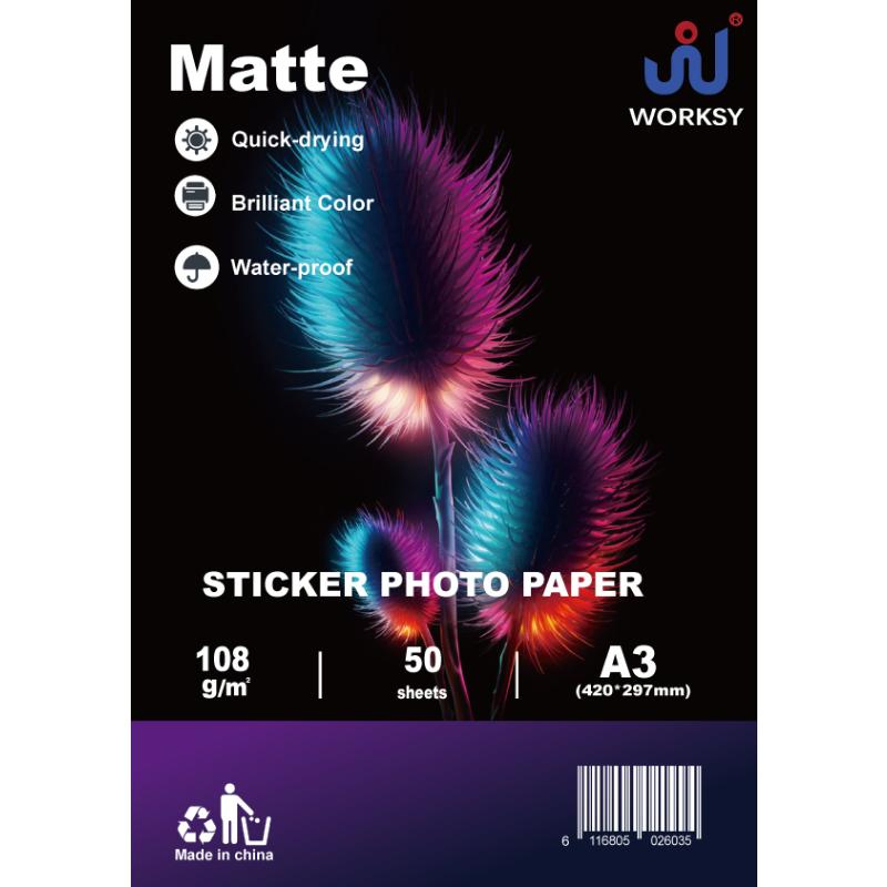 Waterproof Self Adhesive Matte Photo Paper Inkjet Printer 108/128GSM