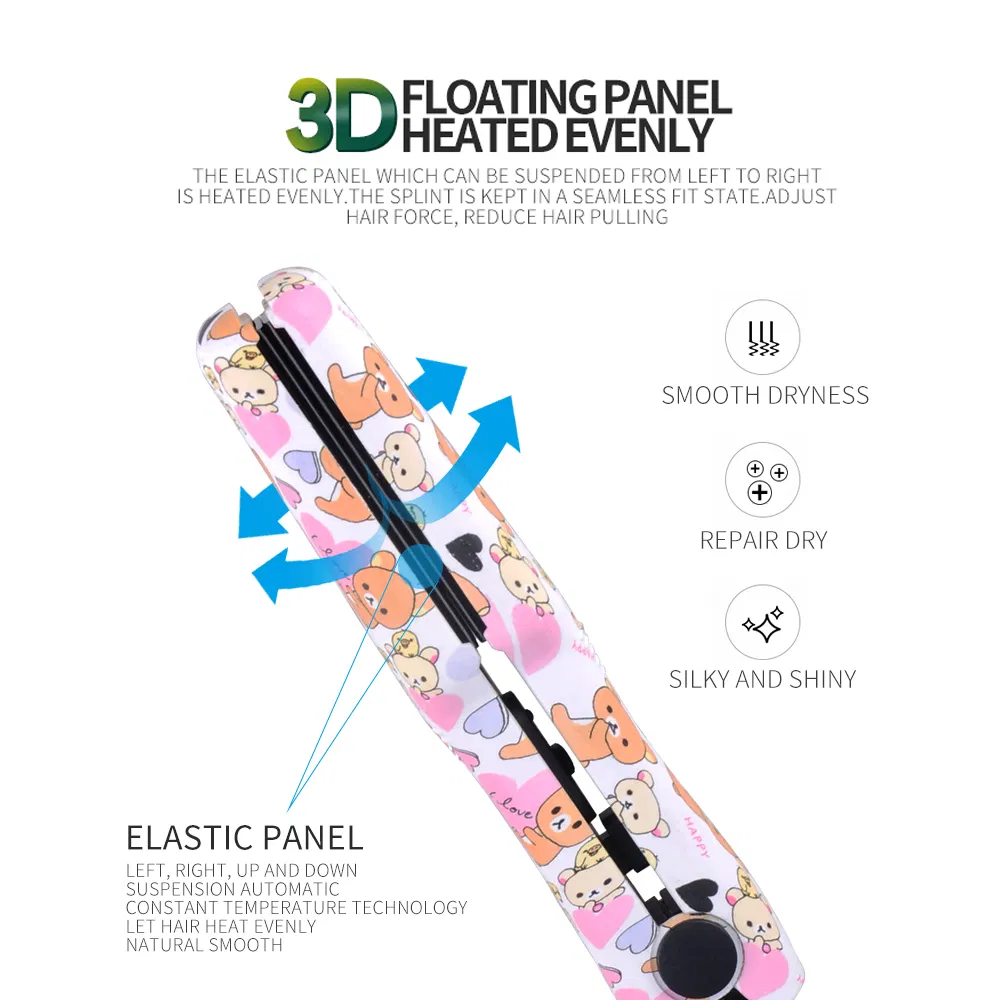 Water Transfer Printing Mini Ceramic Flat Iron Hair Straightener