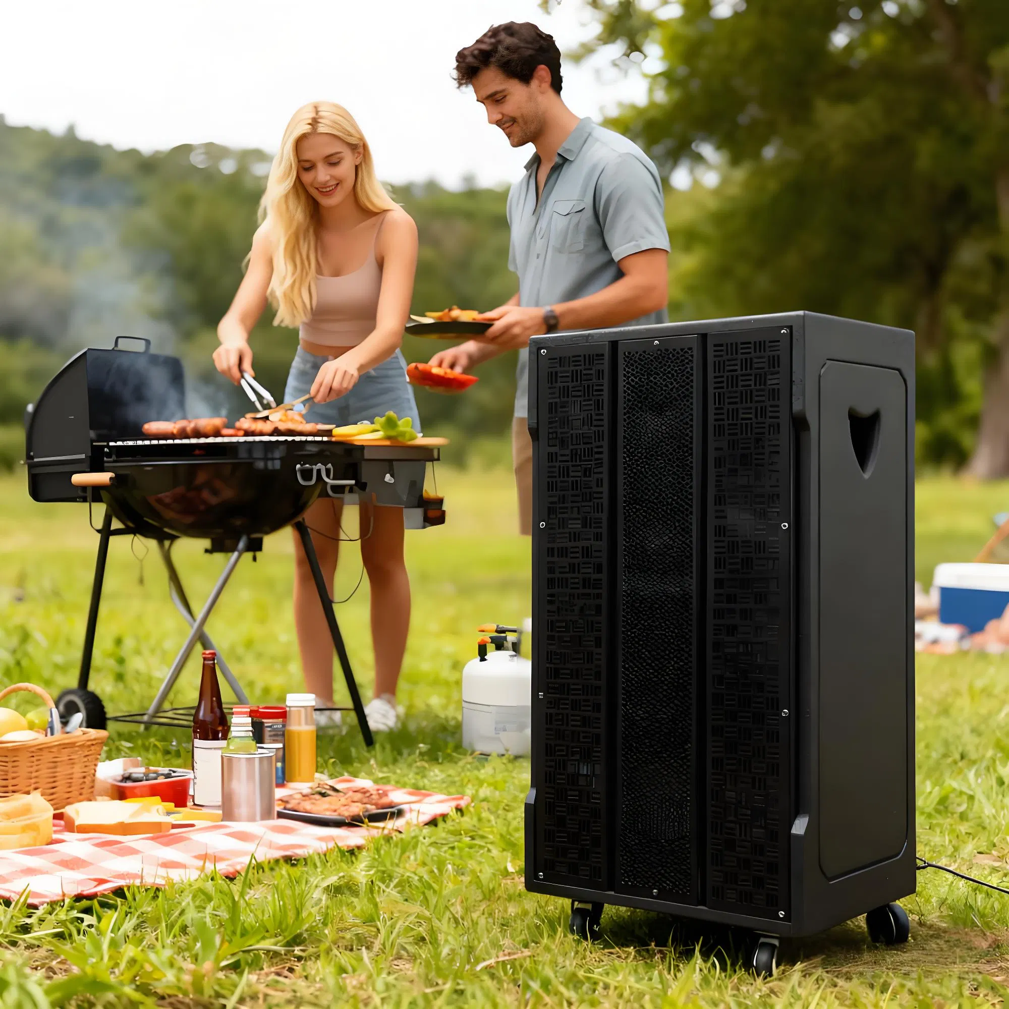 Wireless Portable Trolley Speaker RGB LED Lights Home Theatre