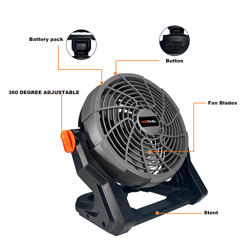 USB Lithium Battery Cordless Range 20V Fan Electric Portable Fan
