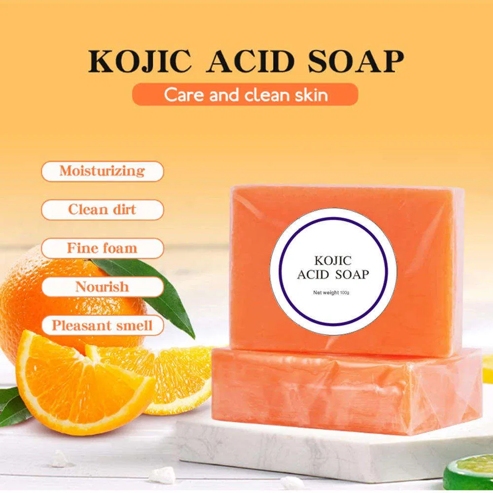 200g Solid Herbal Kojic Acid Papaya Soap Handmade Bar for Acne & Dark Spots Brightening Body & Hand Care
