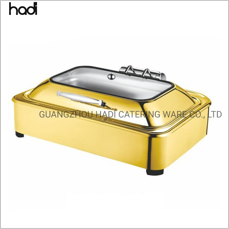 Hotel & Restaurant Supplies Wholesale Hotel Stainless Steel Induction Buffet Food Warmer Chafing Dishes Silver Rectangular Heating Buffet Electric Chafing Dish