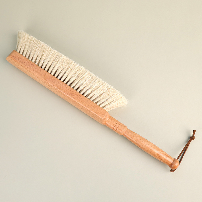 Natural Horsehair or Wool Blend Bristle Sweep Beechwood Carpet and Bedding Brush