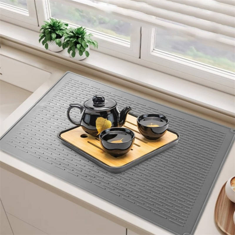 Wholesale Kitchenware Non-Slip Anti-Overflow Easy Clean Drainer Mat Drying Pad for Dishes