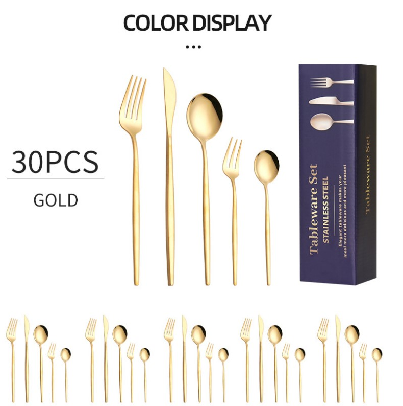 Uniturcky Gold Stainless Steel Eating Utensils Set