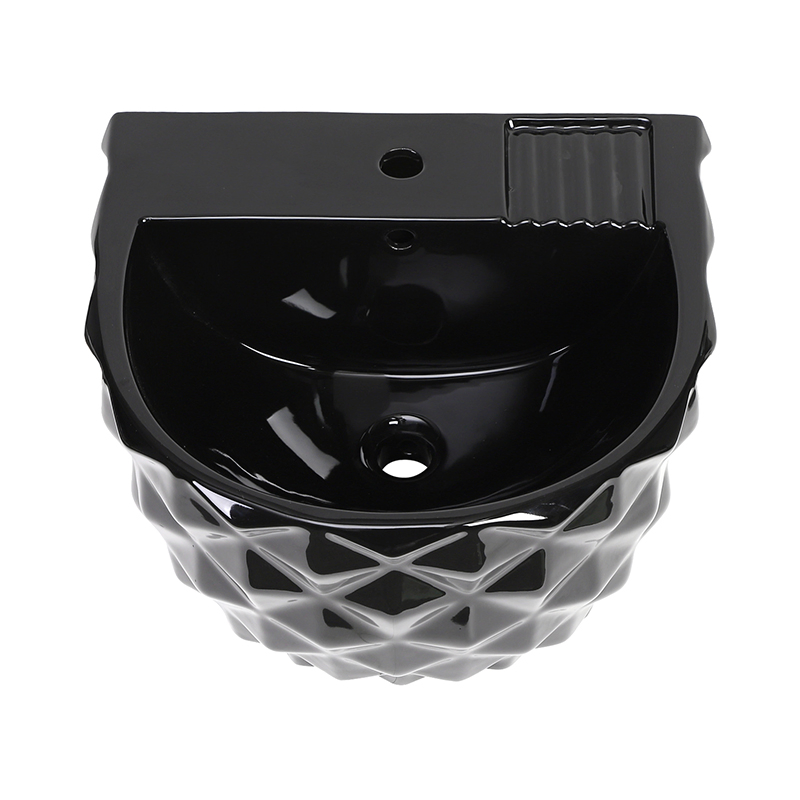 Wholesale Sleek Black Wall Hung Wash Basin in Durable Ceramic for Hotels and Villas Restroom Sanitary Ware