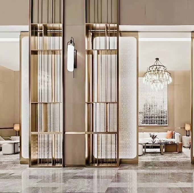 Custom Stainless Steel Wall Decoration Metal Gold Screens Room Dividers Partitions Screen
