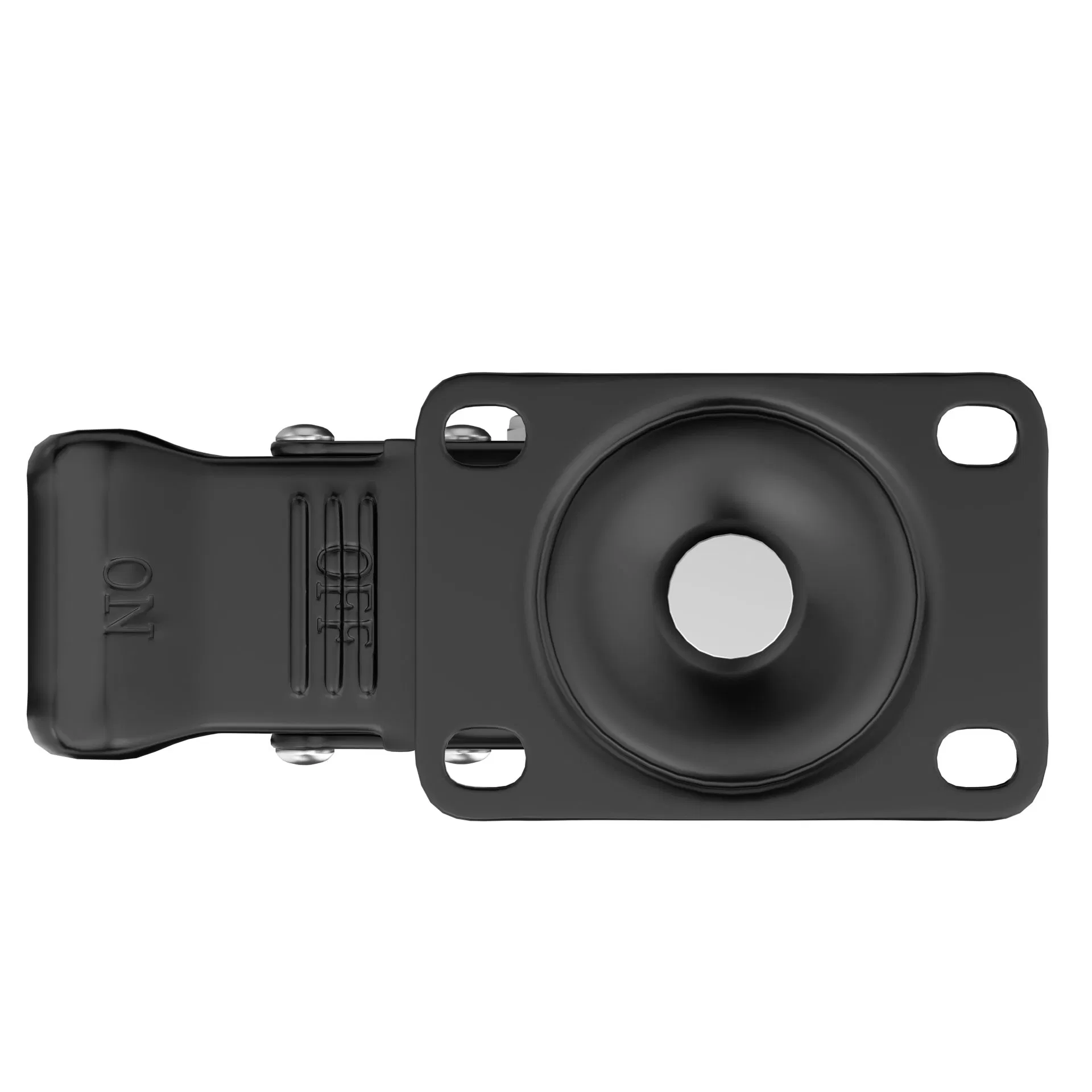 Plate Caster Wheel with Dual Brake, 4 Inch/100mm Solid Rubber Tire