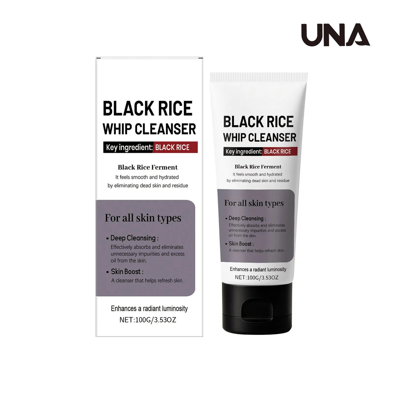 Black Rice Foaming Cleanser - Gently Cleanses Facial Skin and Pores, Moisturizing, Smoothing and Purifying