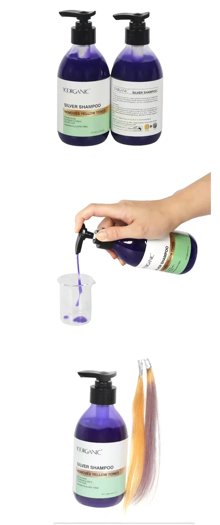 Top Quality Wholesale OEM ODM Private Label Salon Use Repairing Anti-Yellow Shampoo for Blonde Hair