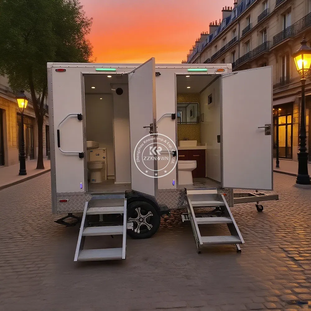 Factory Price Custom Shower Trailer Luxury Washroom Public 2 Stall Restroom Trailer Mobile Toilet Portable VIP Toilet for Sale