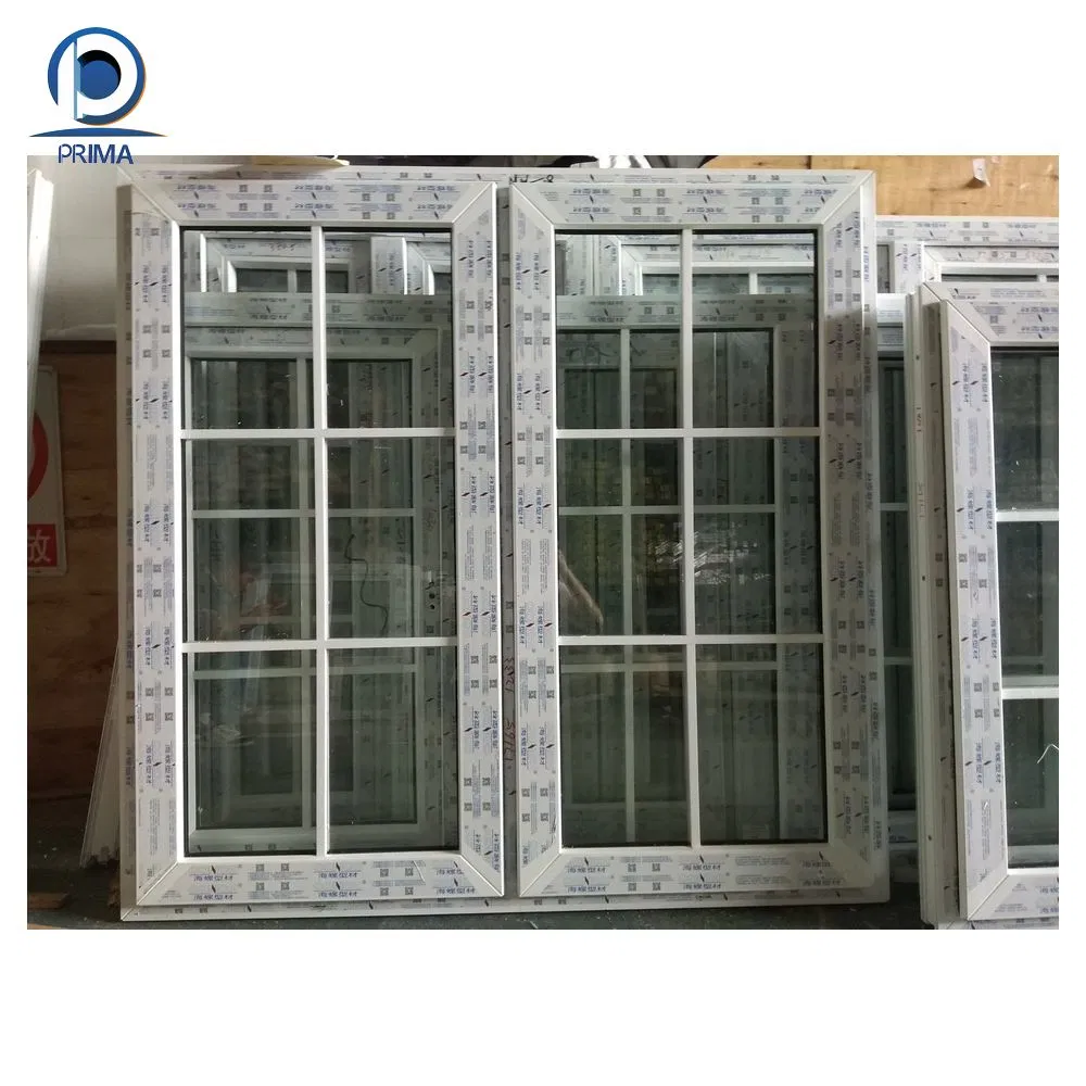 Prima Hot Selling Modern Design Casement Window Tempered Glass UPVC Window