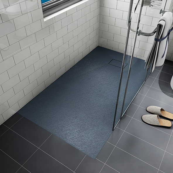 Mold-Resistant Matt Texture Surface Rectangle SMC Shower Tray with 304 Stainless Steel Drain Cover Plate