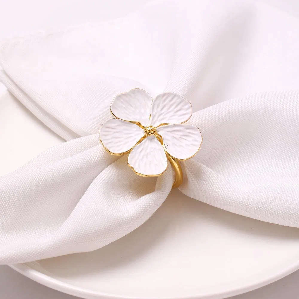 Flower Napkin Ring Eco-Friendly Metal Gold Dinner Napkin Rings for Wedding