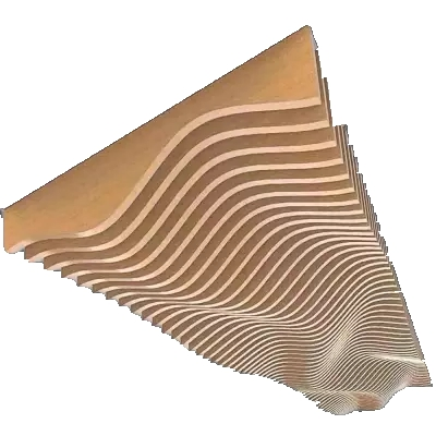 Wood Grain Color Ceiling Decorative Ceiling Panels Curved Wave Baffle Ceiling