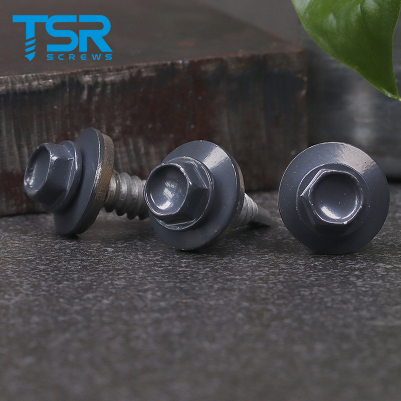 Саморез кровельный Teks с резиновой шайбой RAL 7015