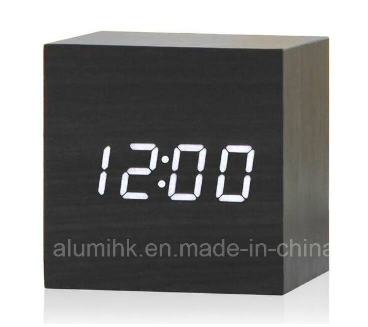 LED Wood Clock Vintage Table Wooden Alarm Clock MDF Clock