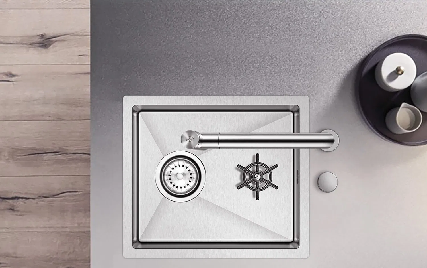 Stainless Steel Cup Washer Sink Milk Tea Cafe Drinks Bar Automatic High Pressure Commercial Household