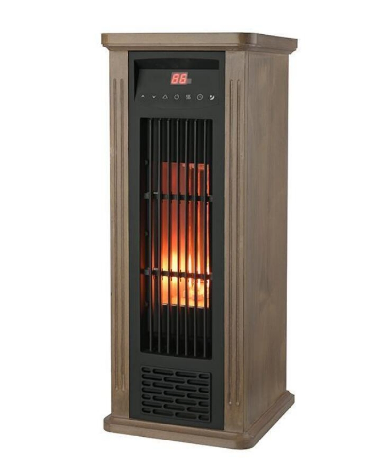 Overheat Protection 1500W Space Electric Room Wood Tower Heater with Remote Control for Household