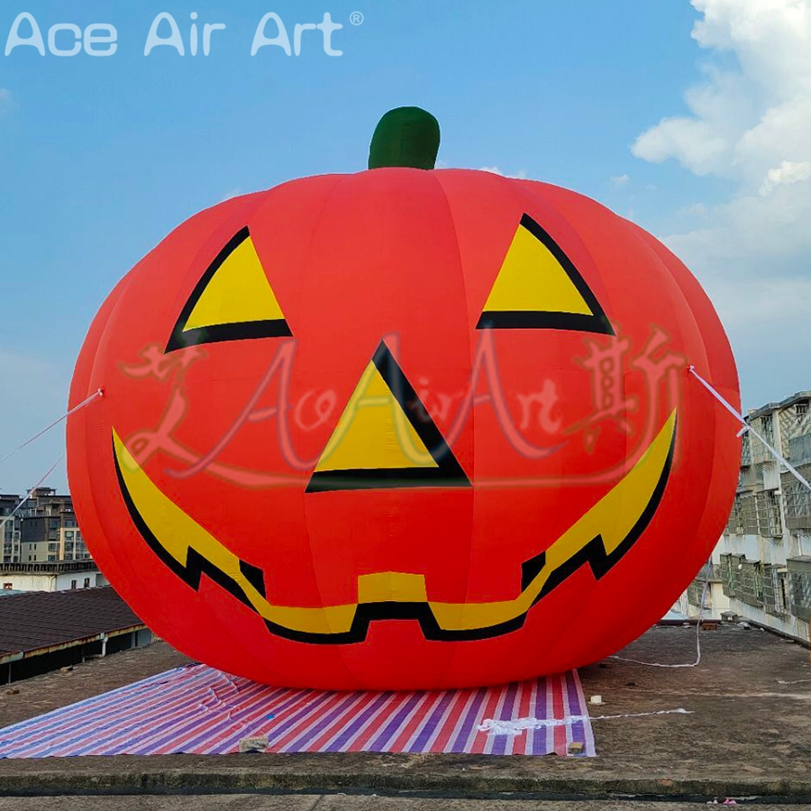 8m Giant Inflatable Pumpkin with LED Light Outdoor Balloon Decoration for Halloween