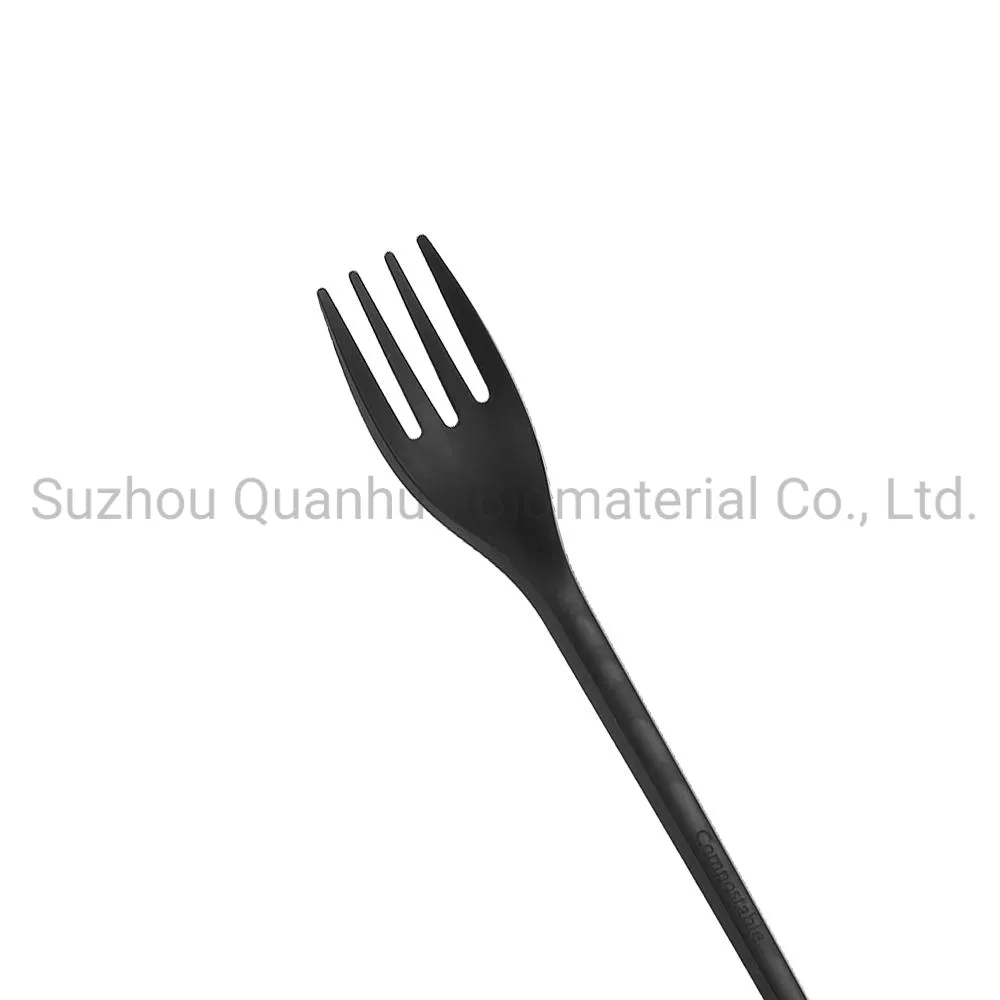 6.75 Inch Travel Hotel Catering Eco-Friendly Compostable Black Fork