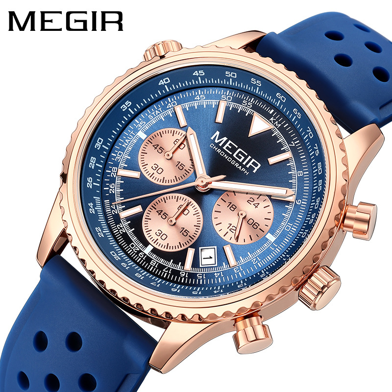Hot-Selling Megir 2236 Round Leather Band Watch Men's Fashion Business Quartz Watch