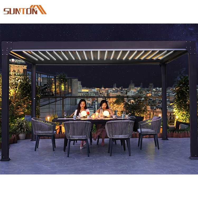 Luxury Modern Smart Outdoor Pergola Aluminium Waterproof Louver Roof Metal Garden Pergola