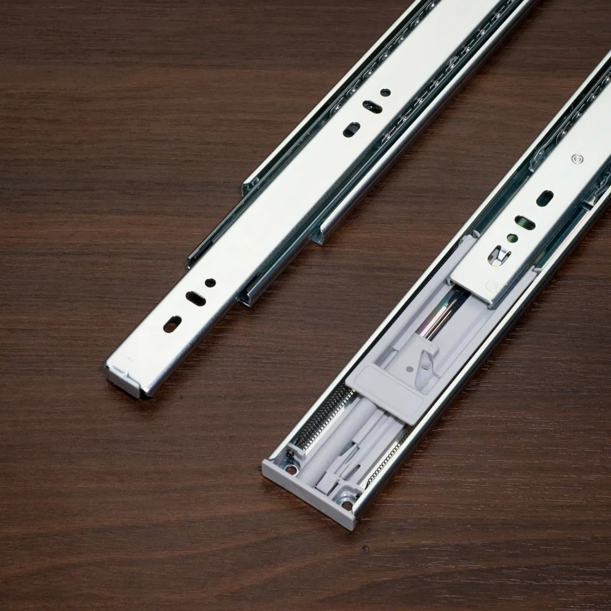 Cabinet Hardware 45mm 75 Gram Double Spring Soft Close Ball Bearing Telesopic Channel