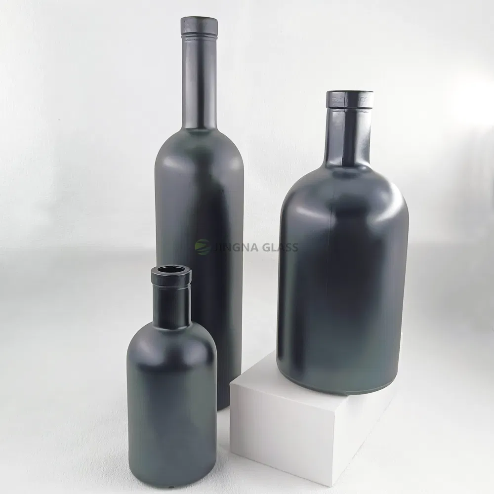 100ml 300ml 500ml 700ml 750ml Matte Black Glass Bottle for Liquor Vodka Whiskey Tequila