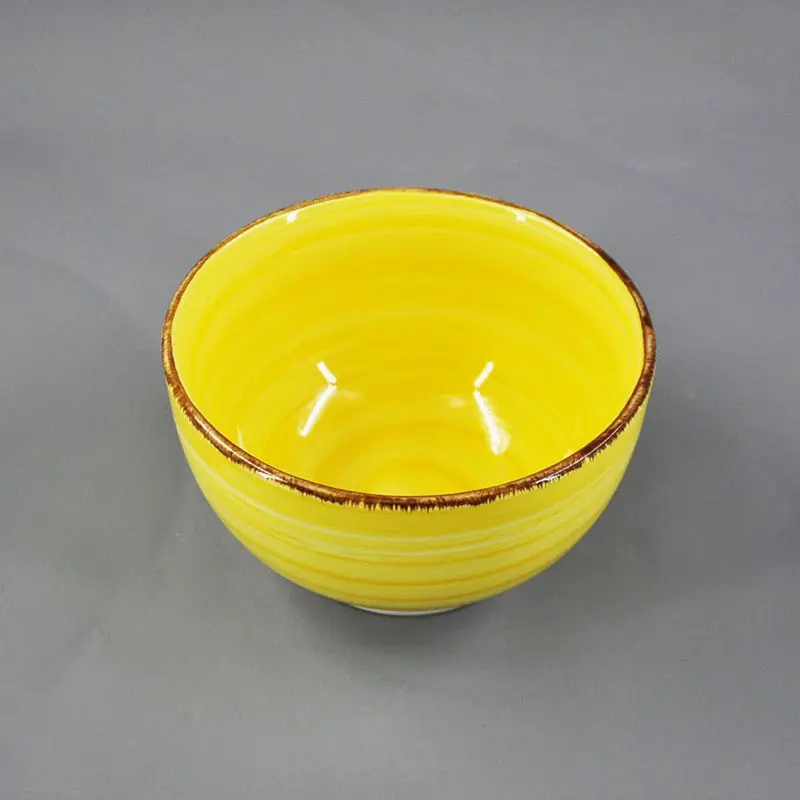 Stoneware Hand Painted Color Glaze Soup Noodle Rice Ceramic Bowls