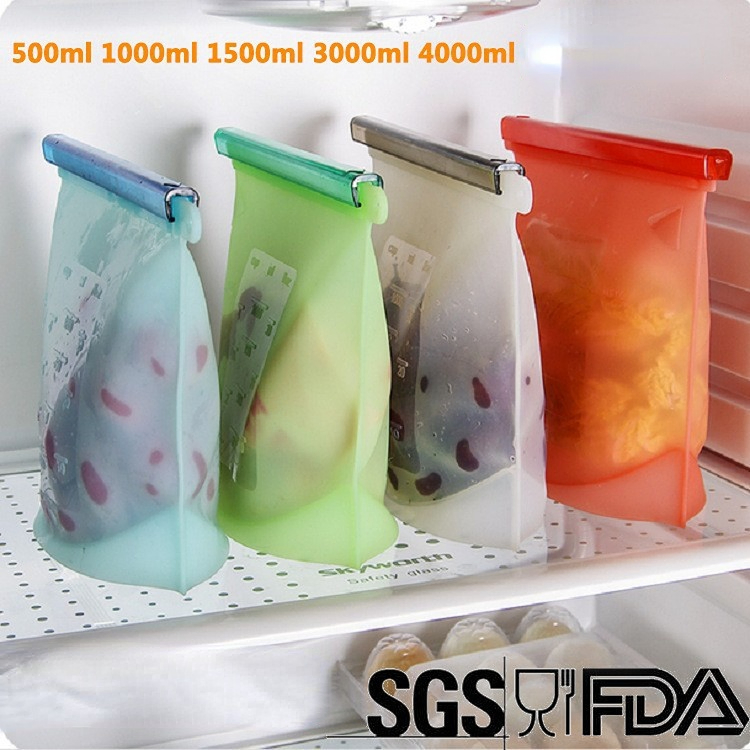 BPA Free Eco-Friendly Stand-up Reusable Fresh-Silicone Fresh-Keeping Bag, Sealed Food Bag, Kitchen Supplies, Household Fresh-Keeping Storage Bag, Food Packaging