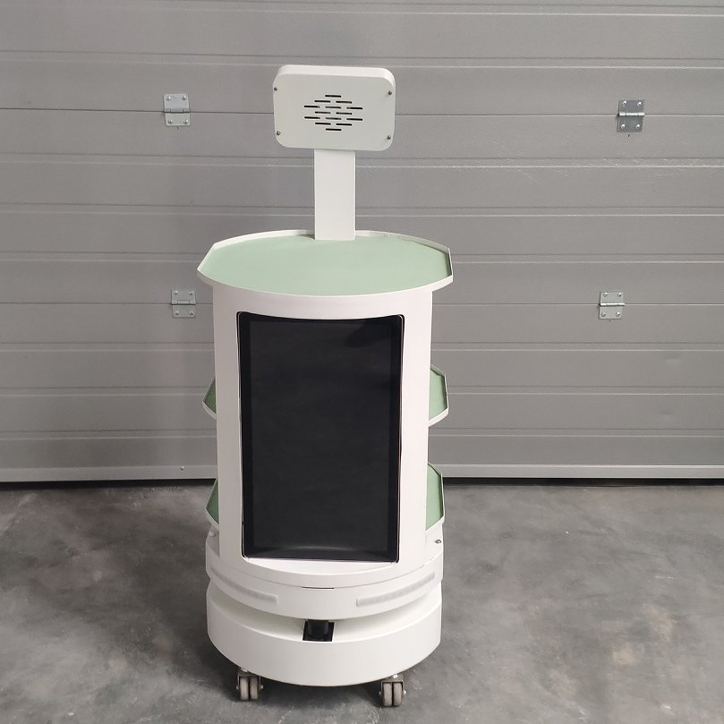 Multi-Purpose Delivery Robot for Hotels: Advertising Screen-Equipped, Balancing Food Delivery & Advertising, Multi-Functional Service