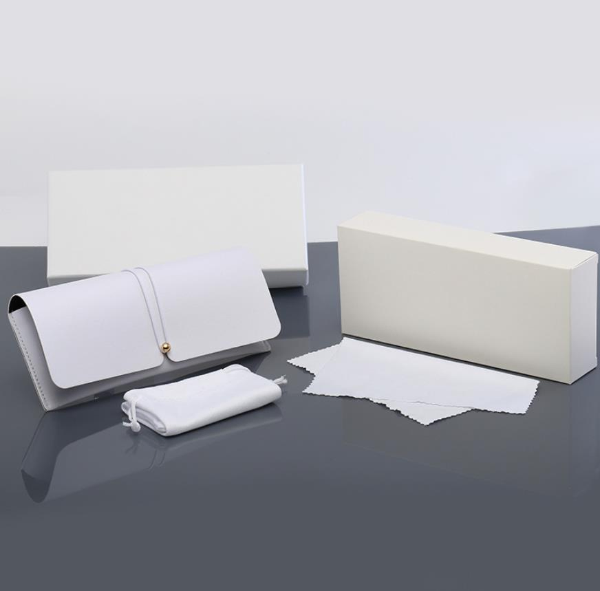 Custom Eyeglasses Bag Accessories Logo Print PU Leather Sunglasses Packing Case Set with Microfiber Cloth Custom Box