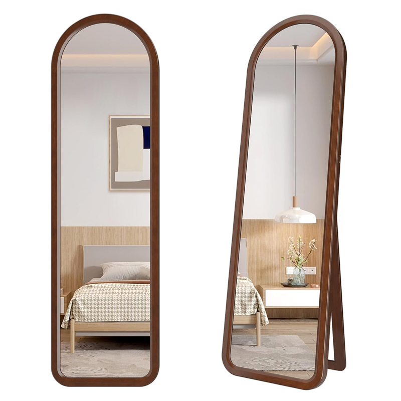 Arched Full Length Free Standing Mirror Arch Wall-Mounted Wood Frame Dress Mirror