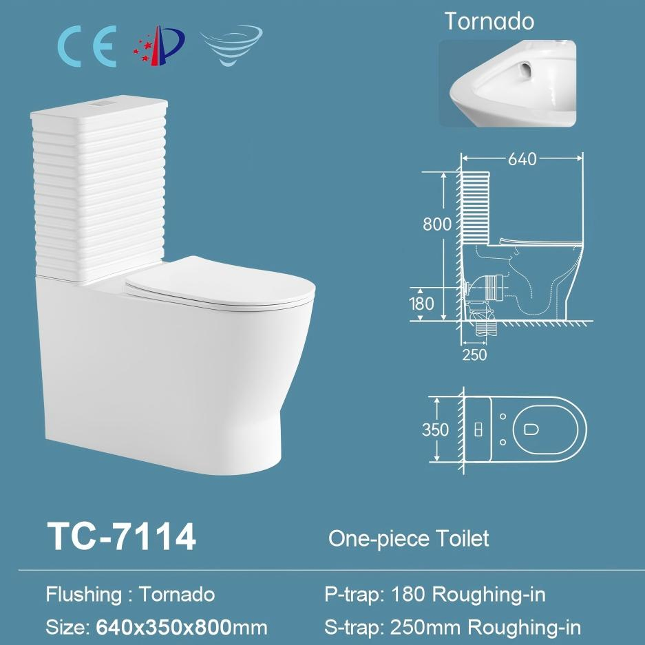 Minimalist Style Tornado Ceramic One Piece Toilet Bathroom Sanitary Ware
