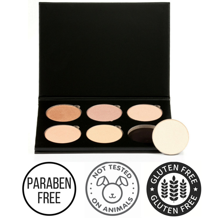 Professional Quality Powder Highlighter Makeup Palette 6 Shades Glow Kit