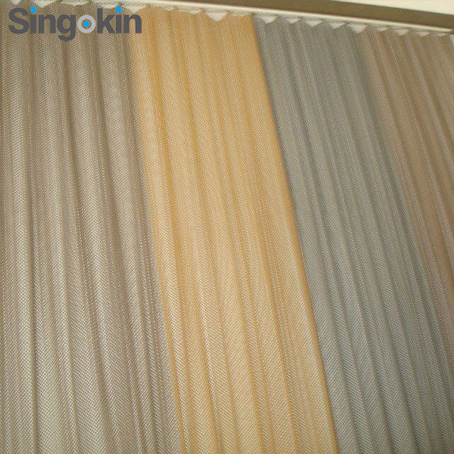 Factory Supply Flexible Metal Fabric Gold Color Metal Mesh Space Divider Metal Coil Curtain