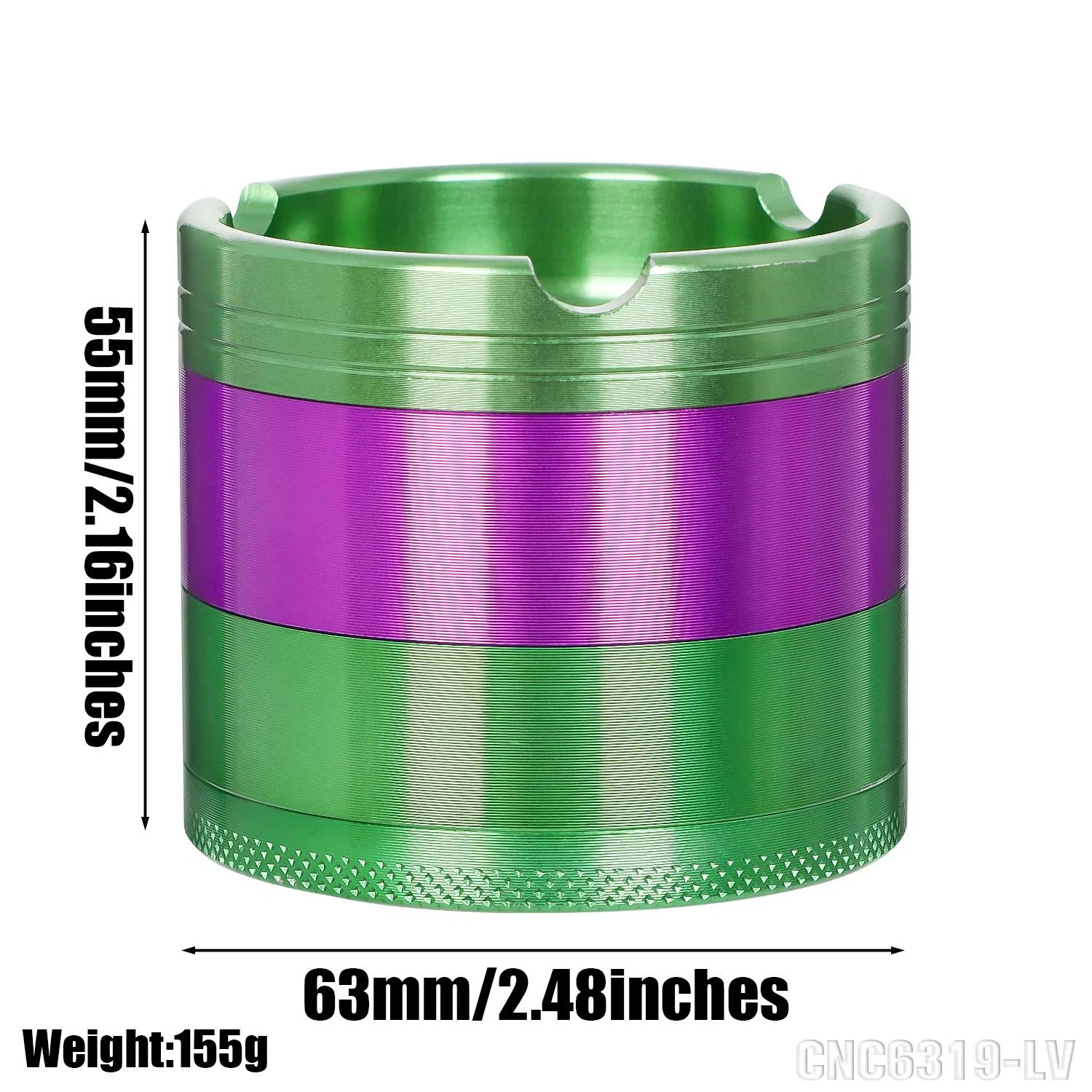 New Model Fashion 63mm Diameter Four-Layer Aluminium Alloy Grinder Top Lid Ashtray Metal Grinder Ash Tray DAB Tool Smoking Accessories