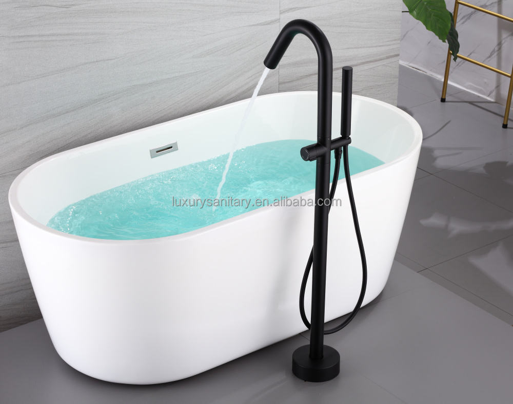 New Style Black Color Floor Standing Bathtub Tap Mixer Faucet