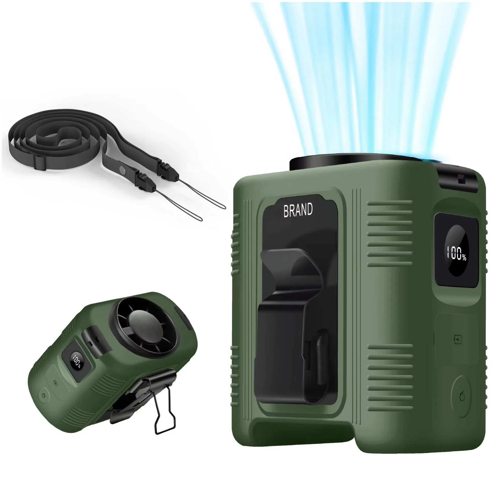 2025 Portable Waist Fan with 15000mAh Power Bank for Outdoor Sports Brushless Motor Low Noise with LED Light Private Mold