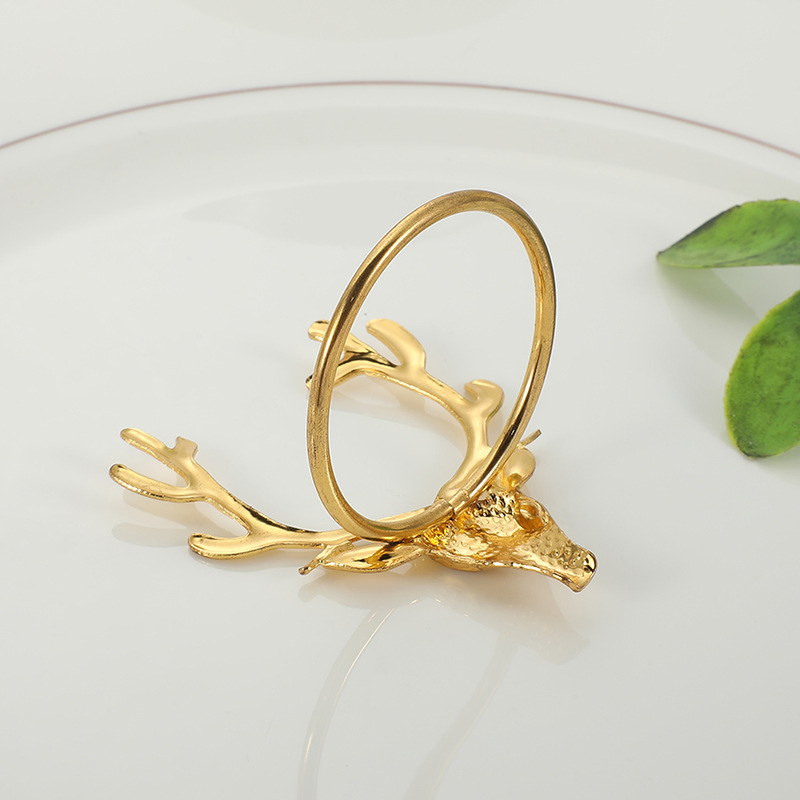 Christmas Deer Napkin Rings Metal Cloth Serviette Holders Restaurant Wedding Table Centerpieces