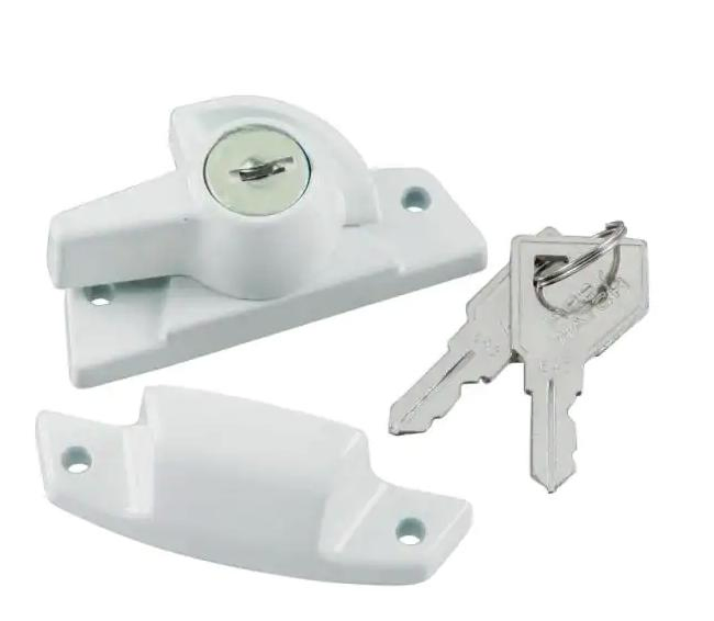 White Metal Keyed Window Sash Lock