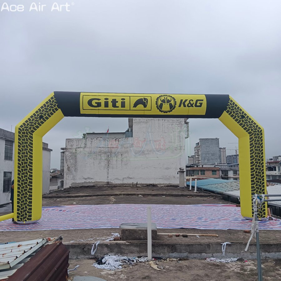 8MW Inflatable Tire-Printed Arches Start/Finish Line for Motorsports Events.
