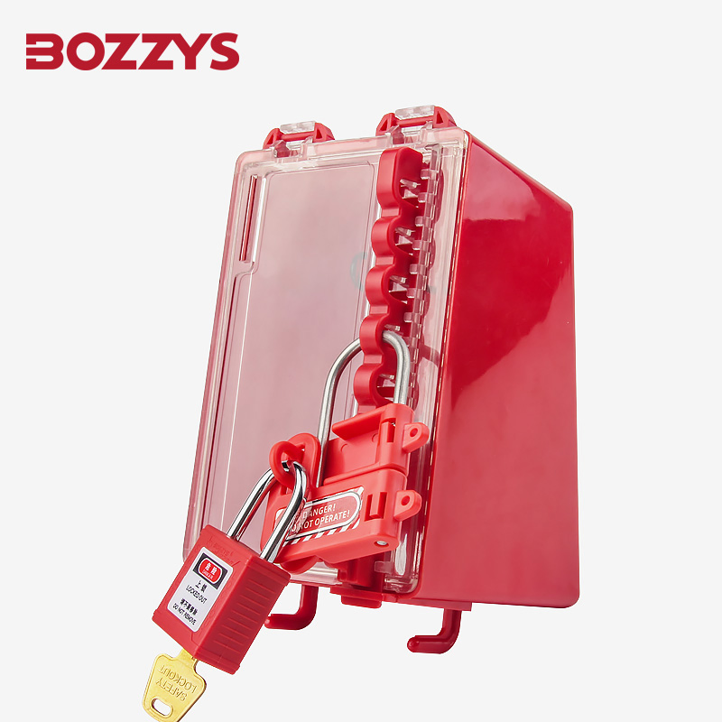 Red Plastic Handle Lockout Hasp for Overhaul of Industrial Equipment