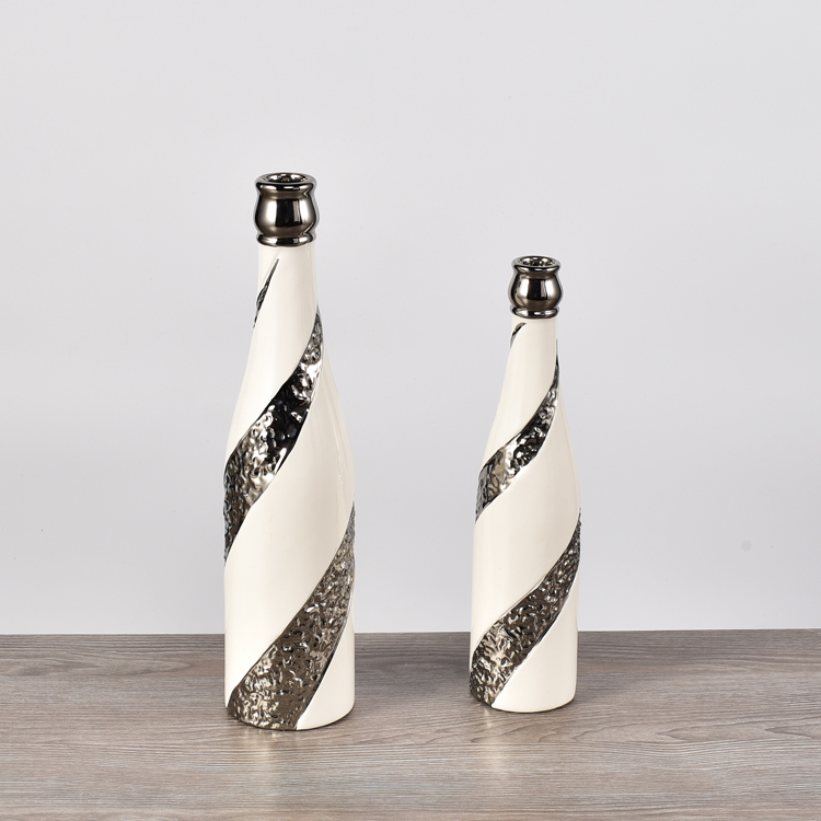 Fancy Hotel Restaurant Silver Plating Ceramic Honey Olive Oil Bottles