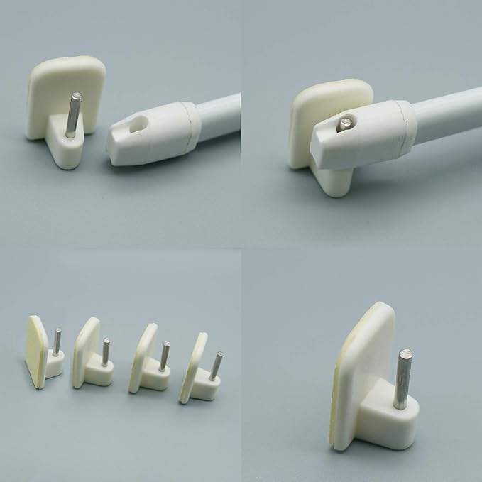 Stick Mini Curtain Rod with Finial with Hole, Extendable Curtain Tension Rod, White Tension Curtain Rod for Windows