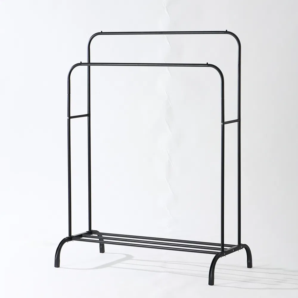 Space-Saving Double Rod Clothes Rack Folding Laundry Rack Portable Garment Rack